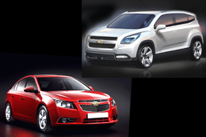 Chevrolet Orlando (blanco) y Chevrolet Cruze (rojo)